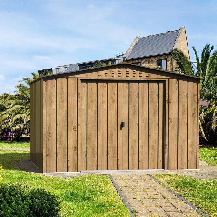 Abri de jardin en métal imitation bois - DURAMAX - 7,75m² + kit d'ancrage - Epaisseur 0,33 mm
