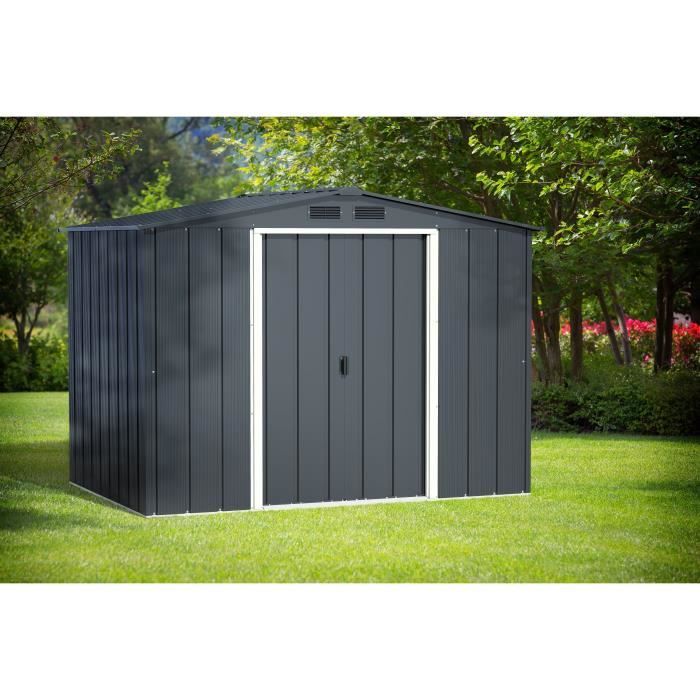 Abri de jardin en métal 4,77 m2 - DURAMAX - Kit d'ancrage inclus - Gris anthracite