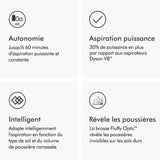DYSON V12 Detect Slim Absolute - Aspirateur Balai sans fil - Puissance 150 AW - Contrôle de puissance - Brosse avec lumiere intégrée
