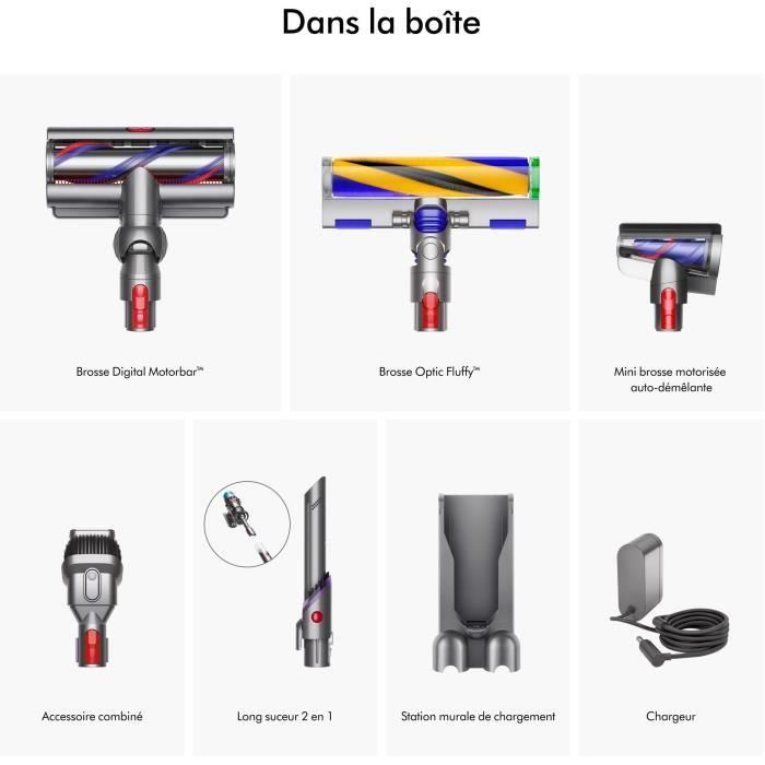 DYSON Gen5 Detect Absolute - Aspirateur Balai - Puissance 262AW - Filtre HEPA capturant 99,9 % des particules - Autonomie 70