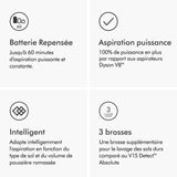 DYSON V15s Detect Submarine - Aspirateur Balai sans Fil - 240 airwatts - Brosse a rouleau humide Submarine pour laver les sols durs
