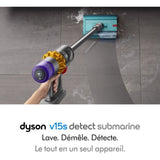 DYSON V15s Detect Submarine - Aspirateur Balai sans Fil - 240 airwatts - Brosse a rouleau humide Submarine pour laver les sols durs