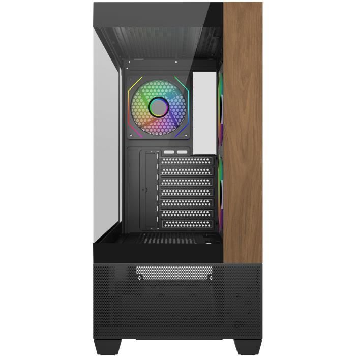 Boitier Moyen Tour ATX Cooler Master Elite 690 Wood RGB avec panneaux vitrés (Noir/Marron)