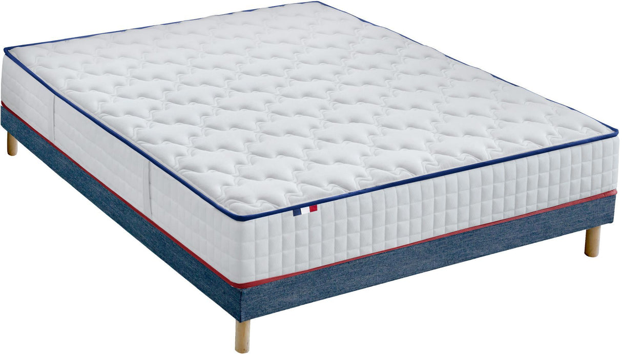 CONFORT DESIGN Amboise Ensemble Matelas et sommier  160 x 200 - Ep.20cm -Ressorts ensachés- Mousse 25 kg/m3 - Fabriqué en France
