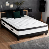 CONFORT DESIGN Quatuor Matelas + sommier 140 x 190 - Ep.30 cm - 4 technologies - Ressort/Mémoire/Latex/HR - Fabriqué en France