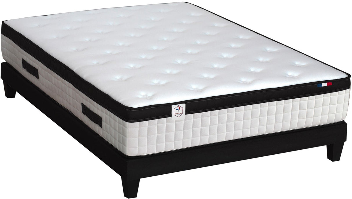 CONFORT DESIGN Quatuor Matelas + sommier 140 x 190 - Ep.30 cm - 4 technologies - Ressort/Mémoire/Latex/HR - Fabriqué en France