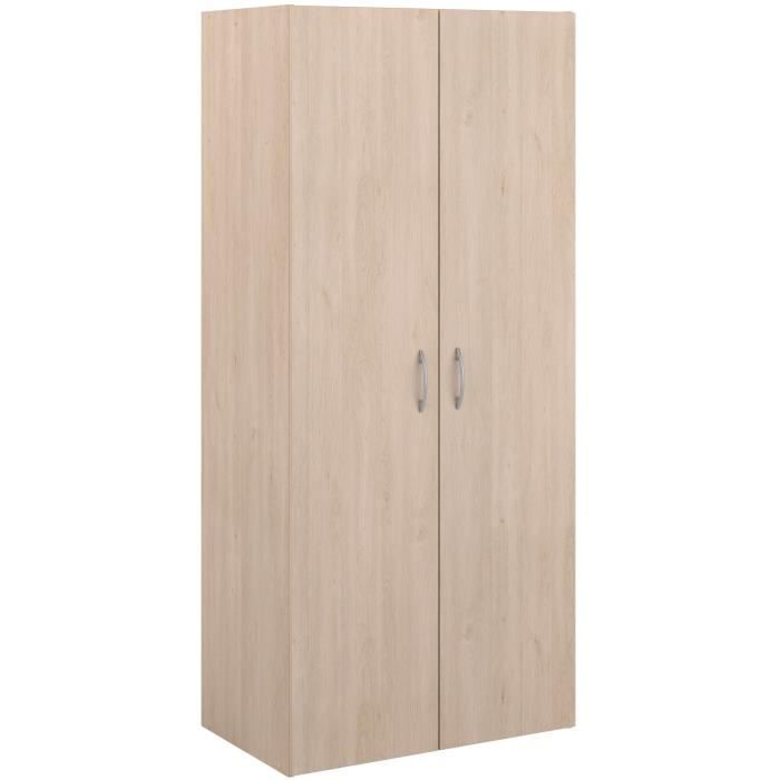 Armoire - EASY LIFE -  Décor Chene clair - 2 portes battantes - L80,2 x H180 x P49,7cm - PARISOT