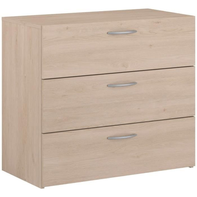 Commode EASY LIFE - 3 Tiroirs - Décor chene - L 78,2 x P 40,8 x H 69,3cm - PARISOT