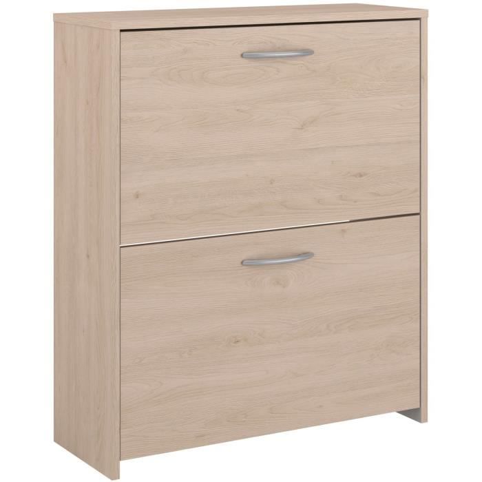 Meuble a chaussures 2 abattants - EASY LIFE - Décor Chene - L66,5 x P25,1 x H78,5cm - PARISOT