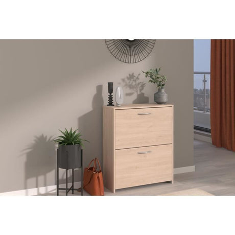 Meuble a chaussures 2 abattants - EASY LIFE - Décor Chene - L66,5 x P25,1 x H78,5cm - PARISOT