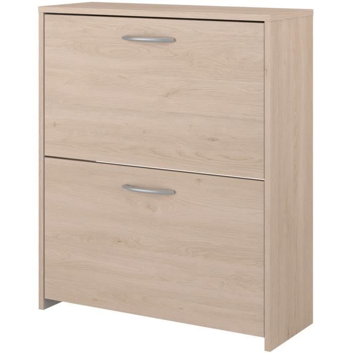 Meuble a chaussures 2 abattants - EASY LIFE - Décor Chene - L66,5 x P25,1 x H78,5cm - PARISOT