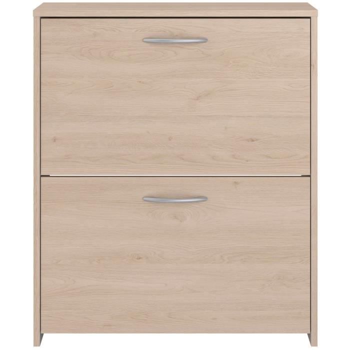 Meuble a chaussures 2 abattants - EASY LIFE - Décor Chene - L66,5 x P25,1 x H78,5cm - PARISOT