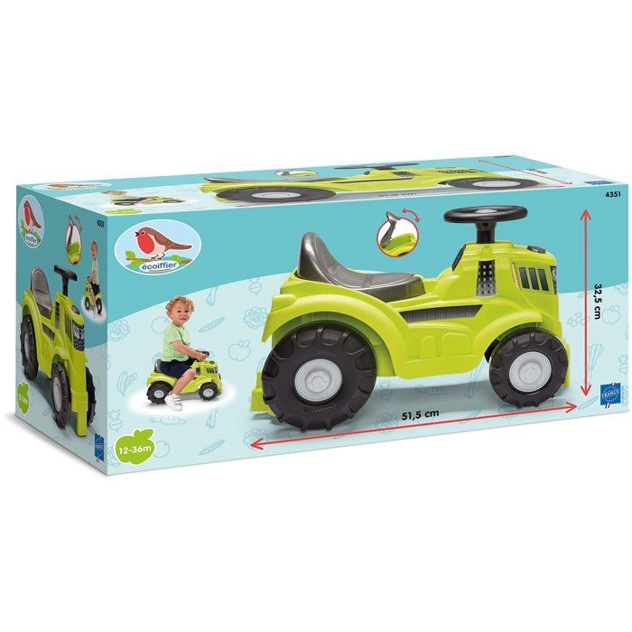 ECOIFFIER Jardin 4351 - Porteur Tracteur 51,5 cm - 12-36 mois - le Futur Meilleur Ami de votre Enfant