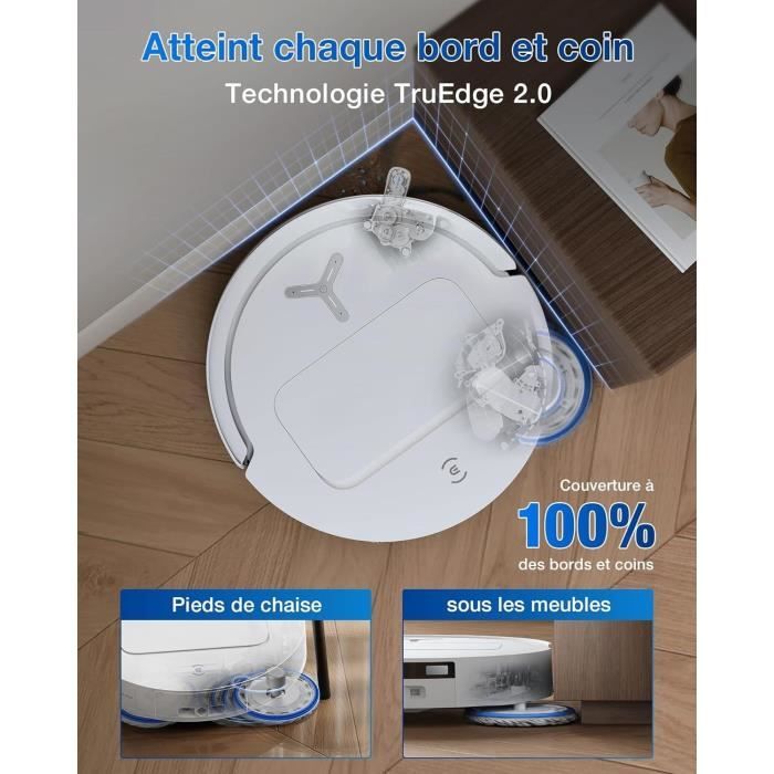 ECOVACS DEEBOT T50 OMNI - Aspirateur Robot Laveur avec Station - 15000Pa - Brosse latérale et serpilliere Extensibles - ZeroTangle