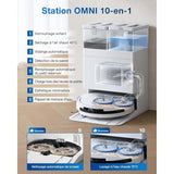 ECOVACS DEEBOT T50 OMNI - Aspirateur Robot Laveur avec Station - 15000Pa - Brosse latérale et serpilliere Extensibles - ZeroTangle