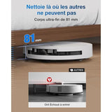 ECOVACS DEEBOT T50 OMNI - Aspirateur Robot Laveur avec Station - 15000Pa - Brosse latérale et serpilliere Extensibles - ZeroTangle