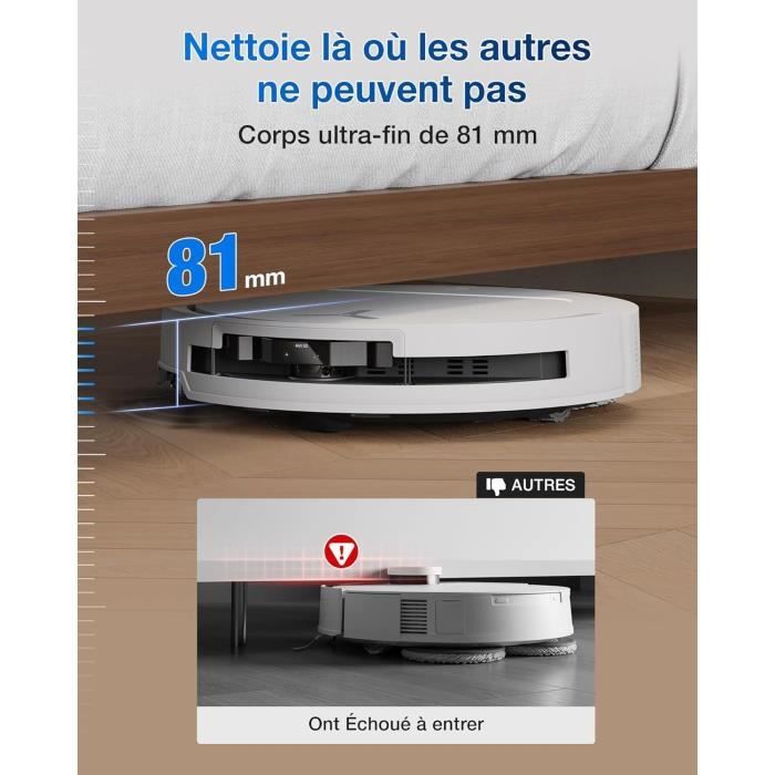 ECOVACS DEEBOT T50 OMNI - Aspirateur Robot Laveur avec Station - 15000Pa - Brosse latérale et serpilliere Extensibles - ZeroTangle