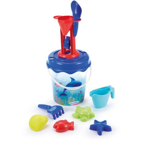 Jeu de plage - ECOIFFIER - 513 - Seau transparent décor dauphin avec accessoires et moules a sable