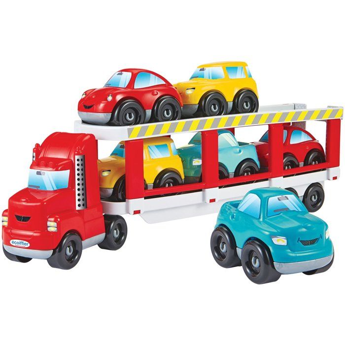 Camion porte-voitures ECOIFFIER - Abrick - Transporte 6 voitures sur 2 étages - Rouge - Des 18 mois