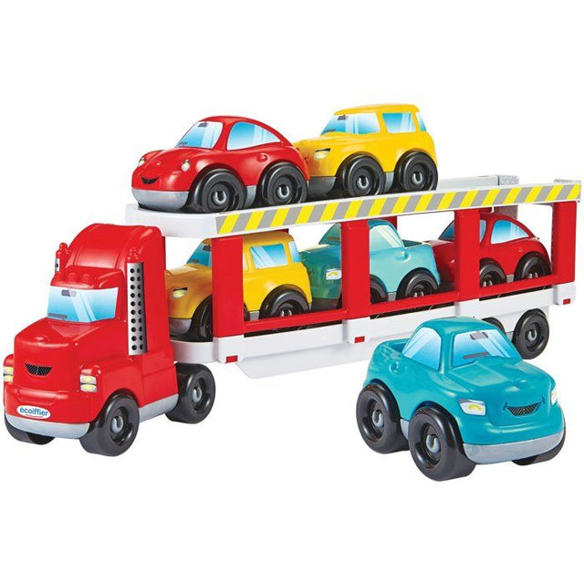 Camion porte-voitures ECOIFFIER - Abrick - Transporte 6 voitures sur 2 étages - Rouge - Des 18 mois