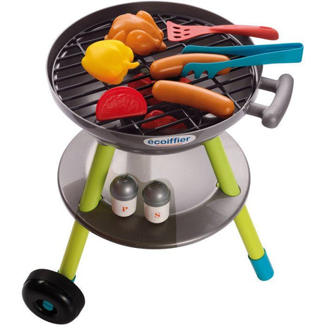 Jouets Ecoiffier - Barbecue Charbon + 16 Accessoires - Outillage de Jardin pour Enfants - Fabriqué en France