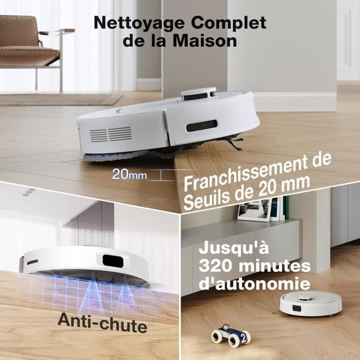 Robot Aspirateur Laveur avec Station de Vidage Automatique- ECOVACS N30 Pro OMNI - Puissance 10000Pa - Nettoyage a l'eau Chaude