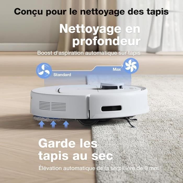 Robot Aspirateur Laveur avec Station de Vidage Automatique- ECOVACS N30 Pro OMNI - Puissance 10000Pa - Nettoyage a l'eau Chaude