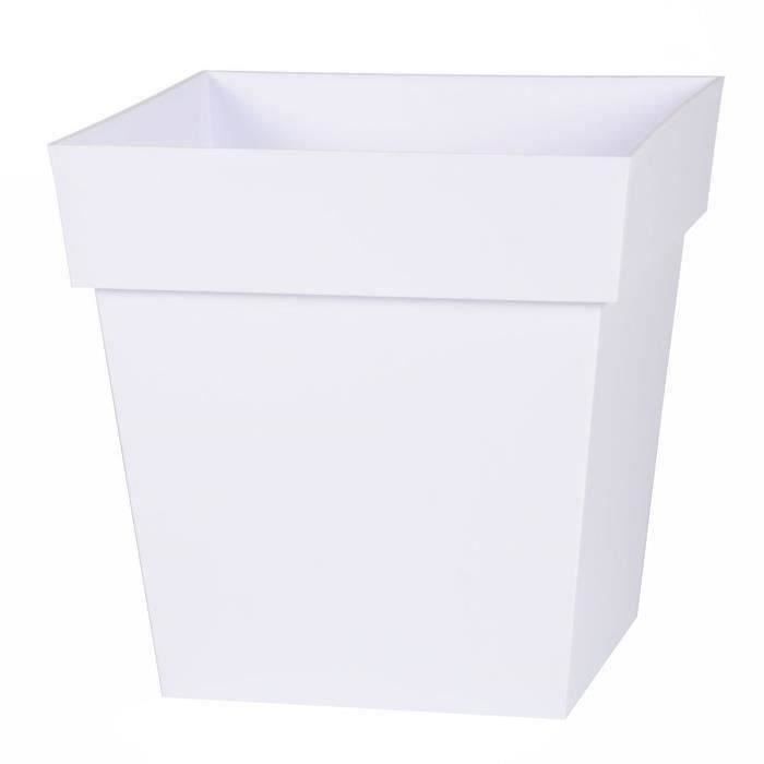EDA Pot de fleurs carré TOSCANE - 22 L - 32 x 32 x H 32 cm - Blanc