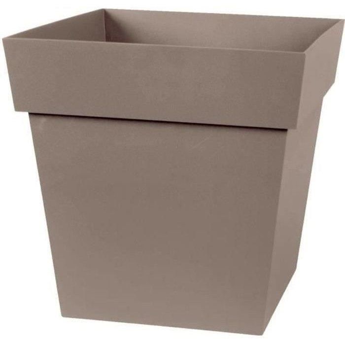 Pot de fleur carré - Toscane - EDA - 32 x 32 x H. 32 cm - Intérieur / Extérieur - 22L - Taupe