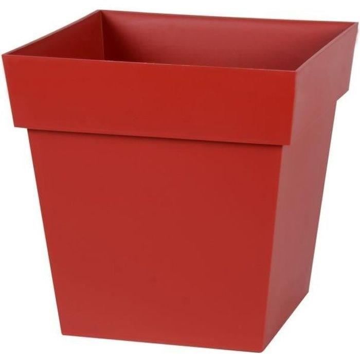 EDA Tuscany Square Flower Pot - 32 x 32 x H 32 cm - 22 L - Ruby Red