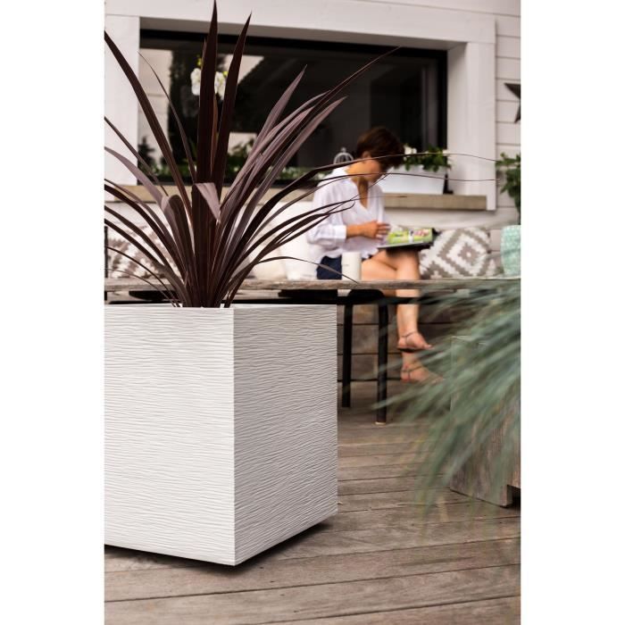 Pot de fleurs Carré 40 cm - EDA - Graphit - 31 L - 39 x 39 x H. 43 cm - Blanc Cérusé
