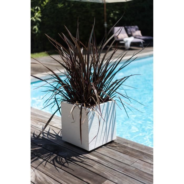 Pot de fleurs Carré 40 cm - EDA - Graphit - 31 L - 39 x 39 x H. 43 cm - Blanc Cérusé