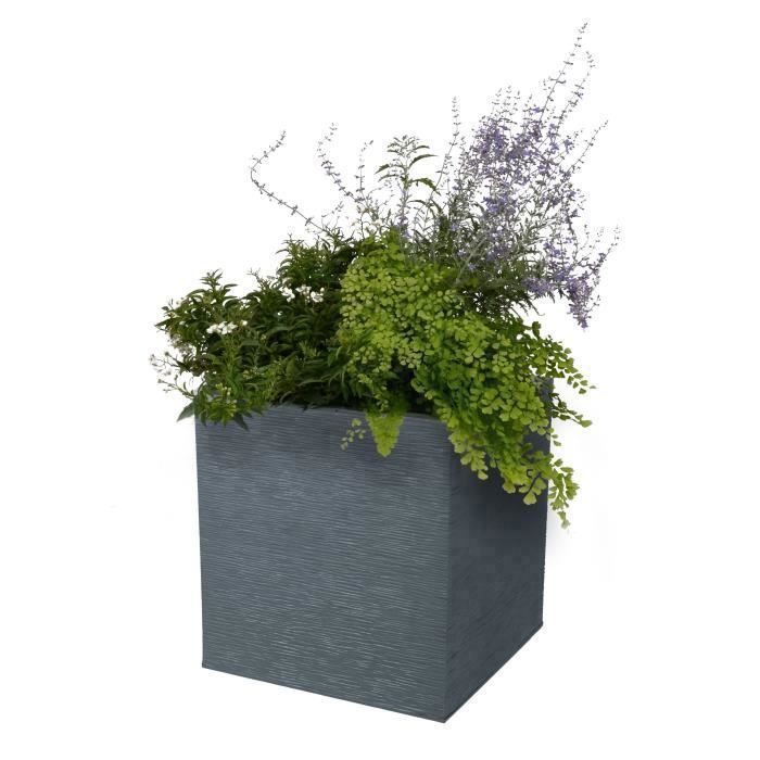 Pot de fleurs Carré 40 cm - EDA - Graphit - 31 L - 39 x 39 x H. 43 cm - Gris Anthracite