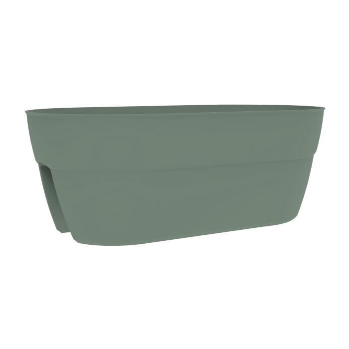 EDA Jardiniere Cavaliere OSAKA 19,5 L - 56 x 30,1 x H.20,6 cm - Vert laurier - Systeme de Fixation - Pour Balcons et Rambardes