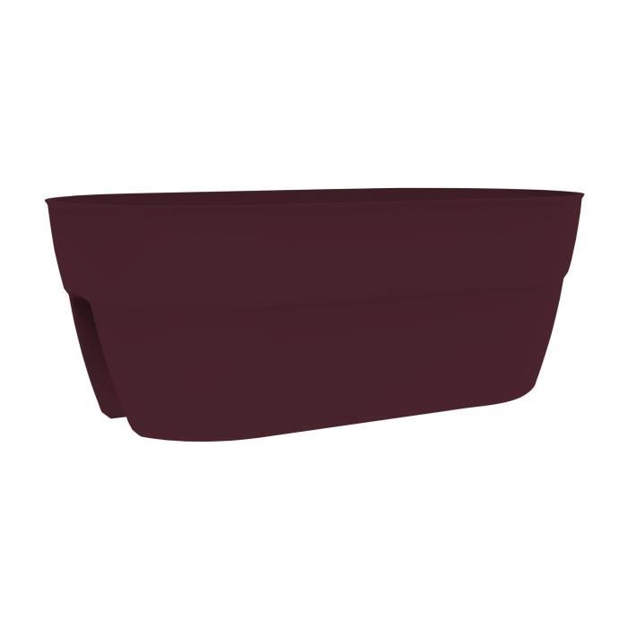 EDA Jardiniere Cavaliere OSAKA 19,5 L - 56 x 30,1 x H.20,6 cm - Rouge bourgogne - Pour Balcons et Rambardes
