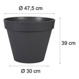 Pot de fleurs Rond - Ř 48 cm - EDA - Toscane - 43 L - Intérieur/Extérieur - Ř 47,5 x H.40 cm - Gris Anthracite