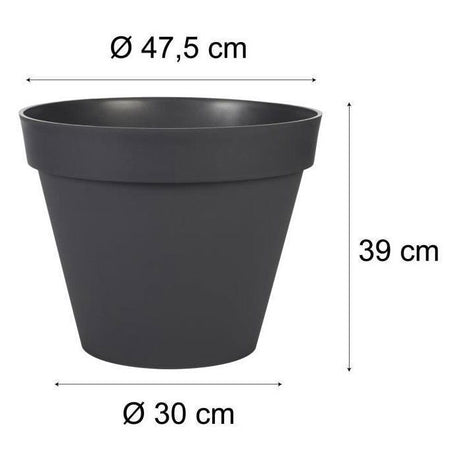 Pot de fleurs Rond - Ř 48 cm - EDA - Toscane - 43 L - Intérieur/Extérieur - Ř 47,5 x H.40 cm - Gris Anthracite
