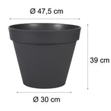 EDA Pot de fleurs rond TOSCANE - 43 L - Ø 47,5 x H.40 cm - Gris Anthracite - Intérieur/Extérieur