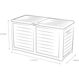 Coffre de jardin en Plastique - EDA - BAYA - 420 L - Décor imitation bois - 117,3 x 54,8 x H. 65,3 cm - Gris anthracite