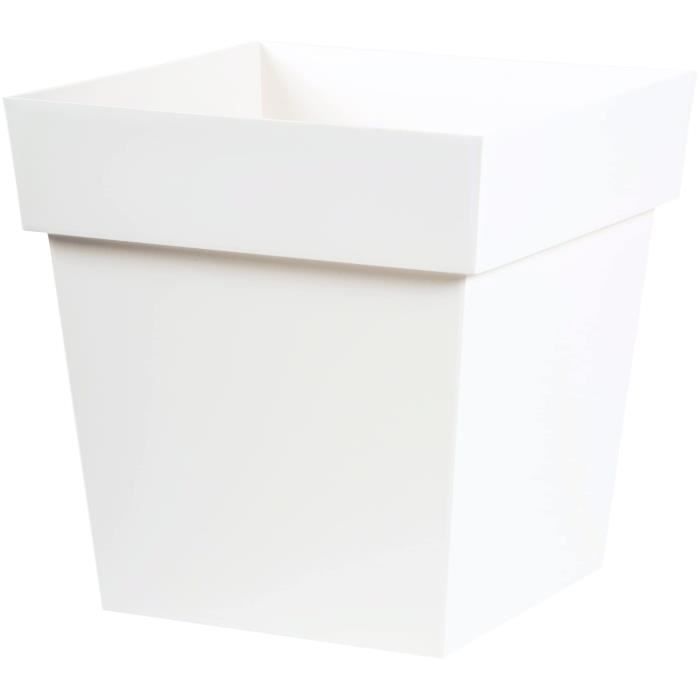 EDA Plastic Square Flower Pot TOSCANE White 39 x 39 x H 39 cm 38 L