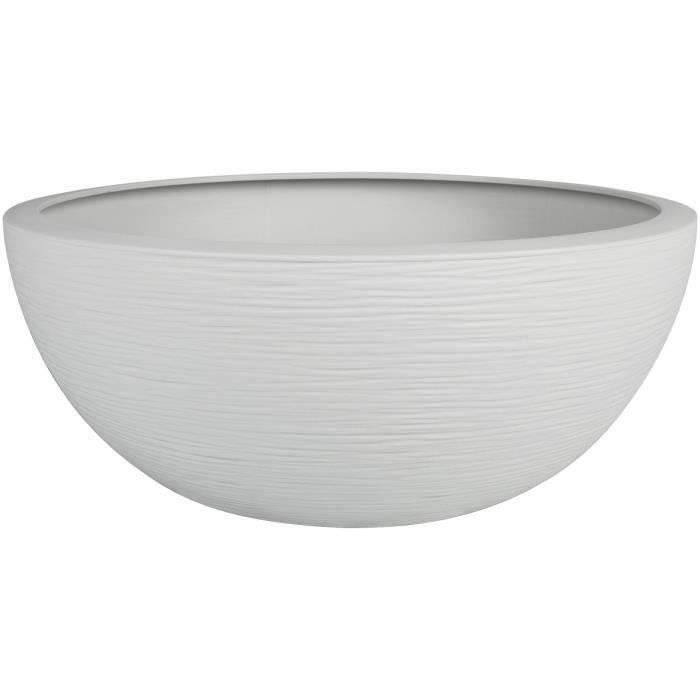 Pot vasque Ø 40 cm - EDA - Graphit Up - 14,9 L - Intérieur / Extérieur - Ø 40 x H. 16,5 cm - Blanc Cérusé