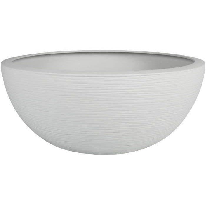 Pot vasque Ř 40 cm - EDA - Graphit Up - 14,9 L - Intérieur/ Extérieur - Décor Graphique - Ř 40 x H. 16,5 cm - Blanc Cérusé