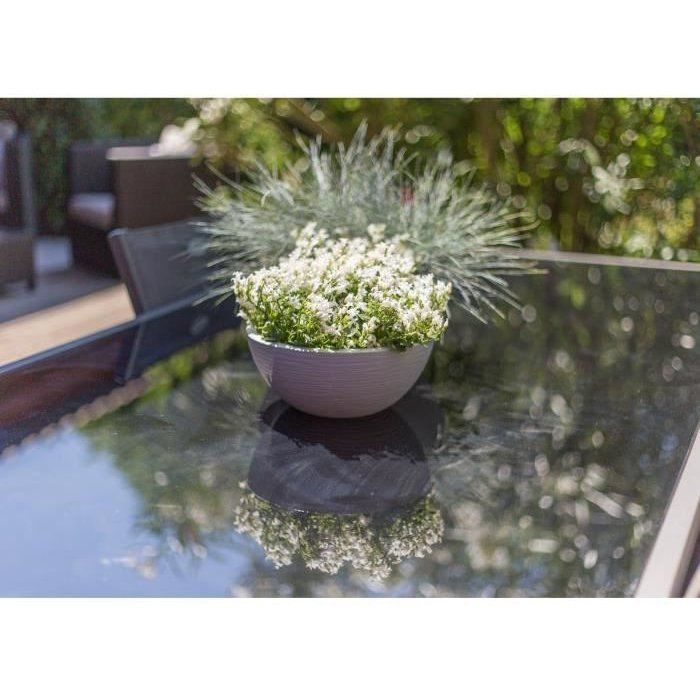 Pot vasque Ř 25 cm - EDA - Graphit Up - 3,3 L - Intérieur/ Extérieur - Décor Graphique - Ř 24,5 x H. 10,5 cm - Gris Anthracite