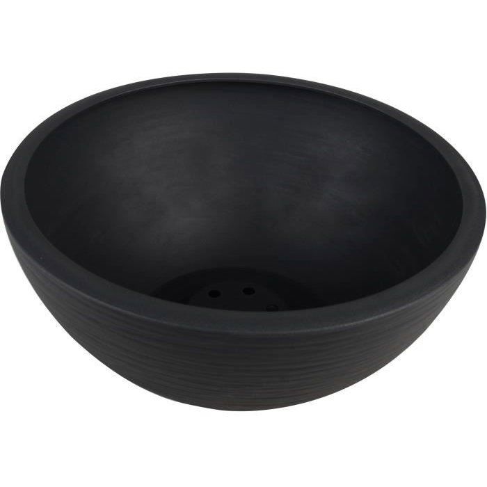 Pot vasque Ř 25 cm - EDA - Graphit Up - 3,3 L - Intérieur/ Extérieur - Décor Graphique - Ř 24,5 x H. 10,5 cm - Gris Anthracite