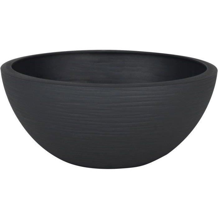 Pot vasque Ř 25 cm - EDA - Graphit Up - 3,3 L - Intérieur/ Extérieur - Décor Graphique - Ř 24,5 x H. 10,5 cm - Gris Anthracite