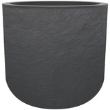 Pot de fleurs Rond - EDA - Volcania Up - 32,5 L - Intérieur/Extérieur - Décor Pierre - Ø 38,5 x H. 36,8 cm - Gris Anthracite