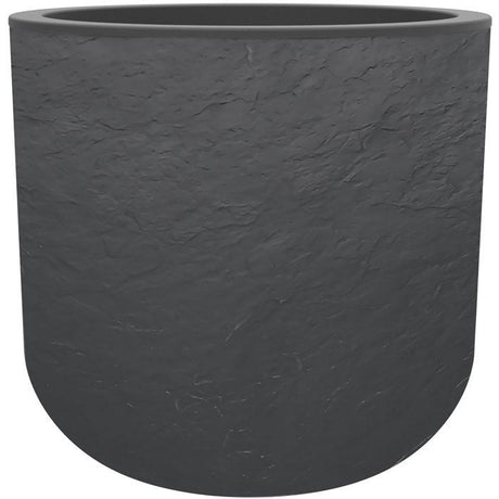Pot de fleurs Rond 40 cm - EDA - Volcania Up - 32,5 L - Intérieur/Extérieur - Décor Pierre - Ř 38,5 x H. 36,8 cm - Gris Anthracite