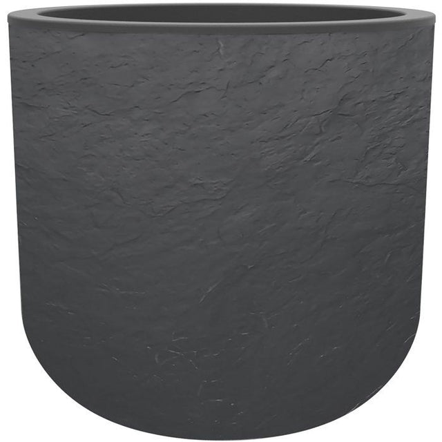 Pot de fleurs Rond 40 cm - EDA - Volcania Up - 32,5 L - Intérieur/Extérieur - Décor Pierre - Ř 38,5 x H. 36,8 cm - Gris Anthracite