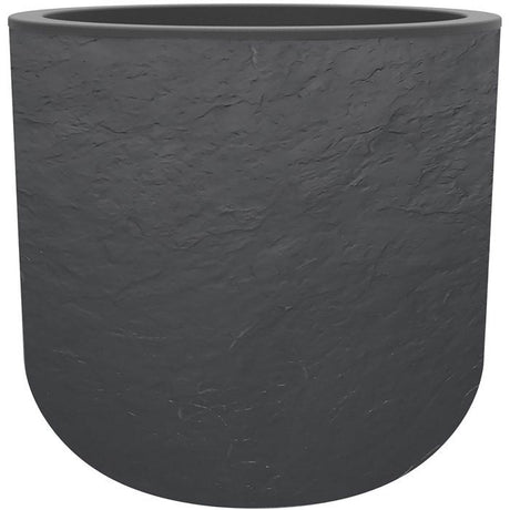Pot de fleurs Rond 50 cm - EDA - Volcania Up - 67 L - Intérieur/Extérieur - Décor Pierre - Ř 48,5 x H. 46,2 cm - Gris Anthracite