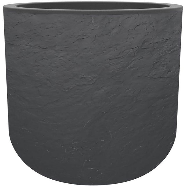 Pot de fleurs Rond 50 cm - EDA - Volcania Up - 67 L - Intérieur/Extérieur - Décor Pierre - Ř 48,5 x H. 46,2 cm - Gris Anthracite